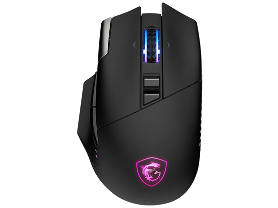 MOUSE MSI VERSA PRO W, WIRELESS 2.4 GHZ, USB 2.0, BLUETOOTH 5.3, SENSOR OPTICO, 26000 DPI, 15 BOTONES (13 PROGRAMABLES), FRECUENCIA 1000 HZ, COLOR NEGRO