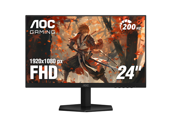 [24G42HE] MONITOR AOC 24" (23.8") 24G42HE, GAMING, FHD (1920X1080) 200HZ, PANEL IPS, 0.3 MS, DISPLAYPORT, HDMI, HDR, ADAPTIVE SYNC.