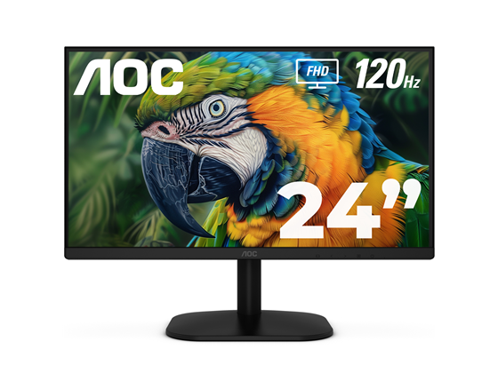 MONITOR AOC 24" (23.8”) FHD 1920X 1080, VESA, 4MS HDMI 1.4 X1, 120HZ, VGA 1X, 250 CD/M², 3.5MM IN, FLICKER MFREE, LOW BLUE MODE.