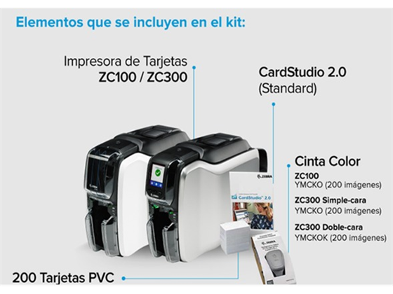 IMPRESORA PARA TARJETA DE IDENTIFICACION ZEBRA ZC31, SERIE  ZC300, UN SOLO LADO, SUBLIMACION DE TINTA, 300 PPP, 2GB MEMORIA FLASH, INTERFAZ: USB 2.0, ETHERNET 10/100. (ZC31-000C000LA00), KIT INCLUYE: 200 PVC, LICENCIA CARDSTUDIO 2.0, CINTA YMCKO (200 IMAGENES)