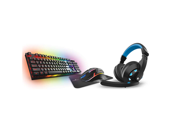 [GAM-GCMB150BK] TECLADO KIT PRO GAMING 4 EN 1, TECLADO LED, MOUSE LED ERGONOMICO, MOUSEPAD Y AUDIFONOS LED AJUSTABLES (GAM-GCMB150BK)