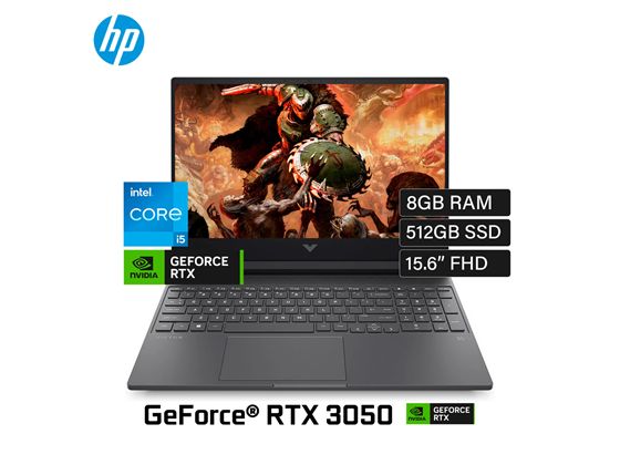 [B95WHUA#ABA] LAPTOP HP VICTUS 15-FA2013 GAMING 15.6" FHD 144HZ, I5-13420H, 8GB RAM, 512GB SSD M.2, NVIDIA RTX 3050 6GB DDR6, PUERTOS 2X USB 3.1, 1X HDMI 2.1, 1X GBE LAN, LECTOR DE TARJETA SD, WIFI 6, BT 5.3, WINDOW 11 INGLES, MICA SILVER (B95WHUA#ABA)