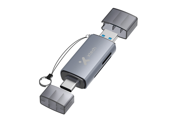 [XTC-581] LECTOR DE MEMORIA XTECH 2 EN 1, OTG, USB-A 3.0 Y USB-C, TARJETA SD Y MICRO SD, (XTC-581)