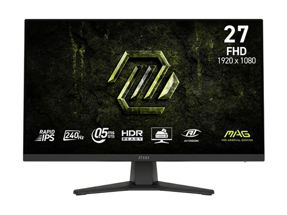 [MAG 272F X24] MONITOR MSI, 27", MAG 272F X24, 1920 X 1080, FHD, 240 HZ, FLAT, RAPID IPS, 2X HDMI, 1X DISPLAYPORT 1.2A, COLOR NEGRO