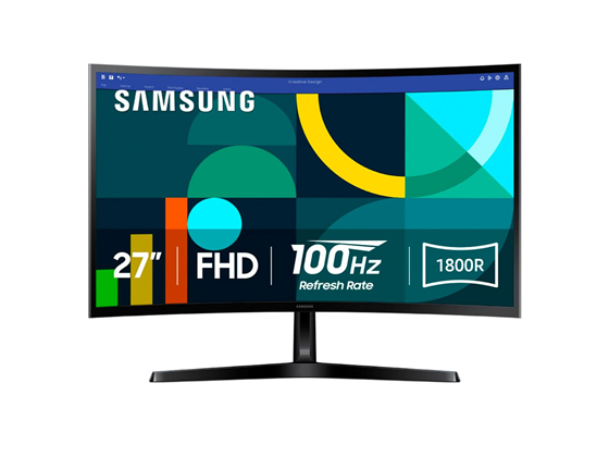 MONITOR SAMSUNG 27" ESSENTIAL S3 (S36GD) GAMING CURVO FHD (1920 X 1080), LED, 16,7M, 250 CD/M², 100HZ, 4MS, 1 D-SUB EA, 1 HDMI, 1 AUDIFONOS EA. MONTAJE VESA. (LS27D366GANXZA)