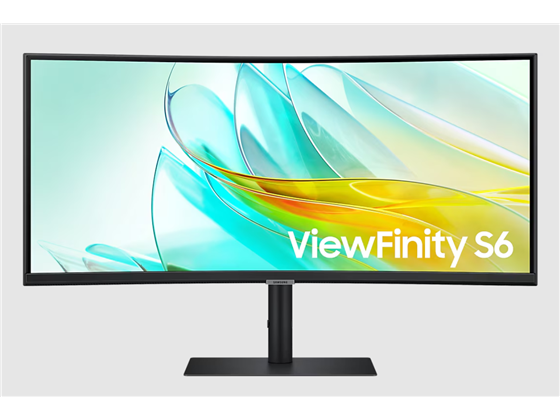 MONITOR SAMSUNG 34" VIEWFINITY S6 S65UC ULTRA WQHD (3,440 X 1,440), PANEL VA, CURVO 1000R, 100 HZ, 21:9, 5MS, HDR10, AMD FREESYNC, ALTAVOCES INTEGRADOS, USB-C CON CARGA DE HASTA 90W, KVM SWITCH. PUERTOS: 1 HDMI 2.0, 1 DISPLAYPORT 1.2, 1 USB-C, 3 USB 3.0, 1 RJ-45 (LAN), JACK 3.5" PARA AUDÍFONOS (LS34C650UANXG)
