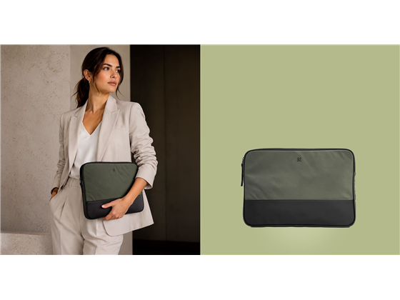 [KNS-750] BULTO PARA LAPTOP KLIP XTREME MODEVO 14" TIPO SLEEVE, EXTERIOR A REPELE EL AGUA, VERDE / GRIS (KNS-750)