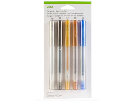 [93392] KIT DE BOLIGRAFOS CRICUT "BASICO" DE GEL BRILALNTE (GLITTER) , PARA ESCRIBIR MENSAJES O FRASES IMPECABLES Y DIBUJE DISEÑOS INTRINCADOS CON UN TOQUE, DE PUNTA MEDIANA (0,8) EN NEGRO, DORADO, PLATEADO, MARRÓN Y AZUL. (2004025).
