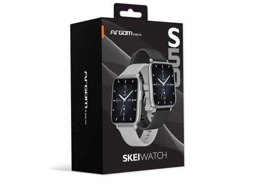 [93575] SMARTWATCH  (RELOJ INTELIGENTE) ARGOM, SKEIWATCH S50 - CAJA DE ALUMINIO NEGRO - 2 CORREAS INCLUIDAS (NEGRA Y GRIS) - PANTALLA HD DE 1,7" - TOTALMENTE TÁCTIL - IP68 RESISTENTE AL POLVO Y AL AGUA - 20 A 25 DÍAS DE DURACIÓN DE LA BATERÍA PRESIÓN ARTERIAL Y TEMPERATURA CORPORAL, SPO2, FRECUENCIA CARDÍACA, MONITOR DE SUEÑO, RECORDATORIO METEOROLÓGICO, SEGUIMIENTO DE 23 MODOS DE ACTIVIDAD FÍSICA, PODÓMETRO, NOTIFICACIONES TELEFÓNICAS, CONTROL DE MÚSICA, RECORDATORIO BUSCAR MI TELÉFONO Y SENTARSE MENOS. (ARG-WT-6050)