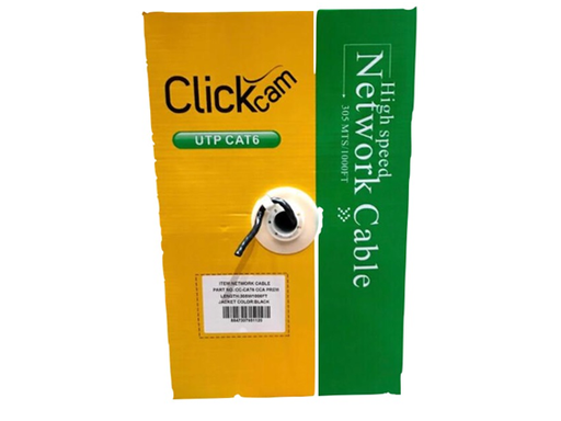 [88550] ROLLO DE CABLE UTP CLICK-CAM CAT6 1,000 PIES, ALEACION COBRE Y ALUMINIO, 4 PARES, NEGRO