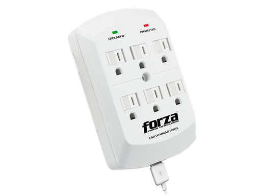 [85027] PROTECTOR SOBRETENSION FORZA, 6 OUTLET, 2 USB PORT 2.1 AMP. SOPORTA: 125VAC, 15A, 60HZ, 1875W. (FWT-760USB)