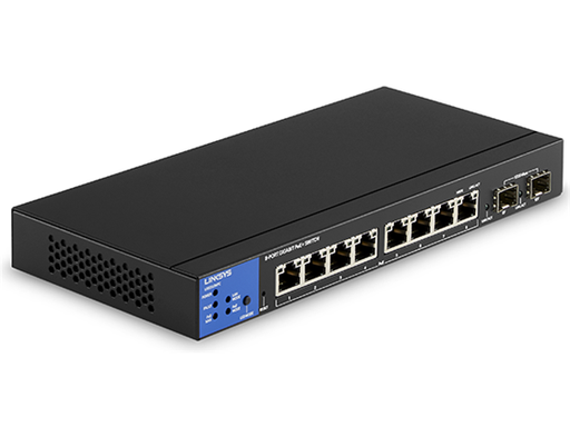 [90527] SWITCH 8 PUERTOS LINKSYS LGS310MPC, ADMINISTRABLE/DESKTOP, 8 PUERTOS GIGABIT ETHERNET + 2 PUERTOS SFP, POE+