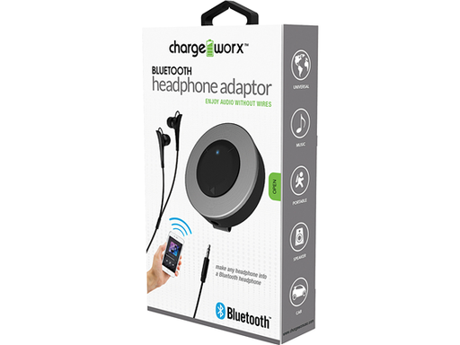 [82805] ADAPTADOR BLUETOOTH PARA AURICULARES, (CON O SIN MICROFONO), CHARGEWORX, FUNCIONA PARA MUSICA, LLAMADAS, GRIS.