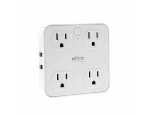 [88947] TOMACORRIENTE QUADRUPLE SMART NEXXT, 4 ENCHUFES MAS 4 PUERTOS USB PROGRAMABLE INDEPENDIENTE PARA ENCENDIDO Y APAGADO POR SOFTWARE, ALERTA POR APLICACIÓN Y AGENDA DE USO. (NHP-T610)