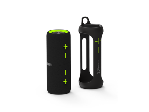 [88559] BOCINA KLIPX VIBE, BT, RESISTENTE AL AGUA, BETERIA RECARGABLE, DURACION DE 14 HORAS, NEGRO/VERDE, SE PUEDEN SINCRONIZAR 2 UNIDADES  (KBS-800)