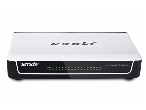 [85892] SWITCH 16 PUERTOS TENDA S16, 10/100MBPS, NO ADMINISTRABLE, CASE PLASTICO