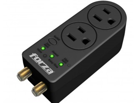 [75969] PROTECTOR DE VOLTAJE FORZA - 2 SALIDAS - 110V/1800W/900J/18000A DE PROTECCION, 2XCOAX(IN,OUT), INDICADORES LED DE ESTADO, TEMPORIZADOR(HASTA 3 MIN), ROTA 350º, FVP-0200C.