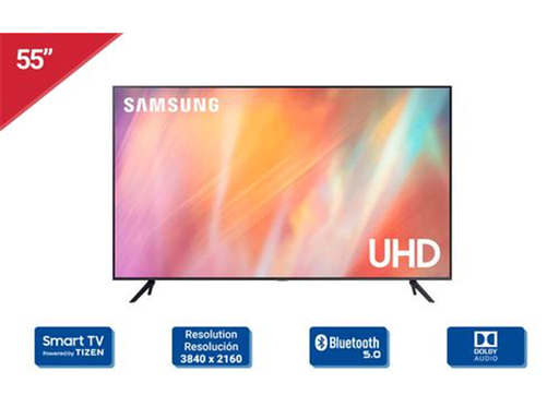 [92143] TELEVISOR SAMSUNG 55" CRYSTAL UHD 4K, SMART, (3,840 X 2,160), PURCOLOR 60HZ, 3 HDMI + 1 USB +  ETHERNET + WIFI DIRECT, RF ANTENA, BT 4.2 (UN55AU7000PXPA)
