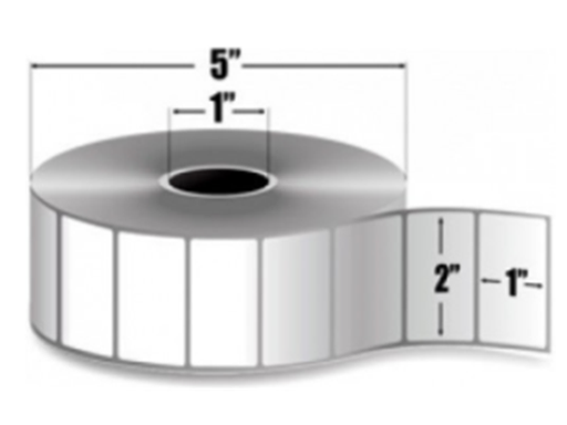 [90667] ROLLO DE ETIQUETA (LABEL) PARA IMPRESORAS ZEBRA,  Z-PERFORM 2000T, 2" X 1" (50,8 X 25,4MM), 1" (25,4MM), 5" OD, TRANSFERENCIA TERMICA, TT,  2490 ETIQUETAS POR ROLLO.