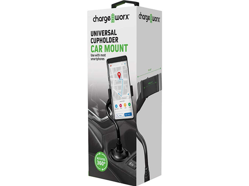 [90433] SOPORTE UNIVERSAL PARA SMARTPHONES Y IPODS CHARGEWORX EN PORTA VASOS CARRO, FLEXIBLE, AJUSTABLE, ROTACIÓN 360.