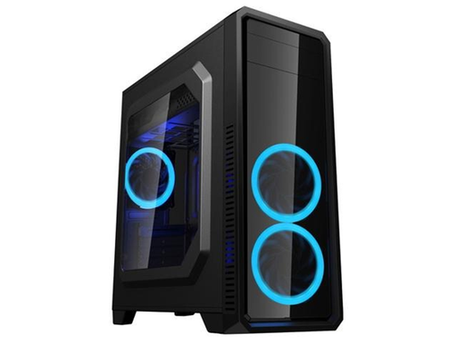 [85955] CASE MYO GAMING ATX NEGRO CON PANEL TRANSPARENTE LATERAL, 1 ABANICO TRASERO - 1 DELANTERO, NEGRO, 1 X 3.0 USB + 2X 2.0 USB, NO INCLUYE POWER SUPPLY (MYO-G510)
