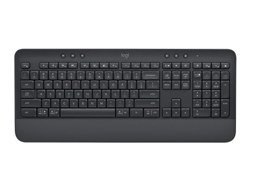 [93012] TECLADO LOGITECH K650 INGLES (ENG) COLOR GRAFITO, USB WIRELESS RECEIVER 2.4GHZ WIRELESS Y BLUETOOH 5.1, 10M RANGE, CON REPOSA MANOS, 36 MESES DURACION DE LA BATERIA, COMPATIBLE CON WIN Y MAC 10.15 O POSTERIORES.