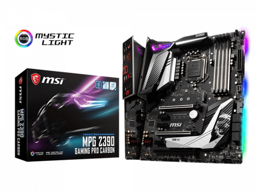 [86794] MB MSI Z390 GAMING PRO CARBON, SOCKET 1151, CPU (MAX SUPPORT) I9, CHIPSET INTEL® Z390, DDR4 MEMORY 4400 (OC) / 4300 (OC) / 4266 (OC) / 4200 (OC) / 4133 (OC) / 4000 (OC) / 3866 (OC ) / 3733 (OC) / 3600 (OC) / 3466 (OC) / 3400 (OC) / 3333 (OC) / 3300 (OC) / 3200 (OC) / 3000 (OC) / 2800 (OC) / 2666/2400 / 2133, CANAL DE MEMORIA DUAL, DIMM SLOTS 4, MAX MEMORY (GB) 128, PCI-E X16 3, PCI-E GEN GEN3, PCI-E X1 3, SATAIII 6, M.2 SLOT 2, RAID 0/1 / 5/10, TPM (HEADER) 1, LAN 1X INTEL® I219-V, PUERTOS USB 3.1 (FRONTAL) 1 (GEN2, TIPO C), 4 (GEN1, TIPO A), PUERTOS USB 3.1 (TRASERO) 1 (GEN2, TIPO C), 3 (GEN2, TIPO A), PUERTOS USB 2.0 (FRONTAL) 4, PUERTOS USB 2.0 (TRASERO) 2, PUERTOS SERIE (FRONTAL) 1, PUERTOS DE AUDIO (TRASERO) CÓDEC REALTEK® ALC1220P, DISPLAYPORT 1, HDMI 1 , DIRECTX 12, FORM FACTOR ATX, SLI Y, CROSSFIRE Y, SISTEMA OPERATIVO SOPORTE PARA WINDOWS® 10 DE 64 BITS
