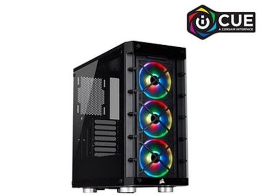 [89985] CASE CORSAIR ICUE 465X RGB, MID TOWER, BLACK, USB 3.0 X2, AUDIO IN / OUT, 7 EXPANSION SLOT, 3X 2.5", 2X 3.5", LATRALES Y FRENTE EN CRISTAL TEMPLADO, 3 ABANICOS 120MM RGB FRONTAL (CC-9011188-WW)