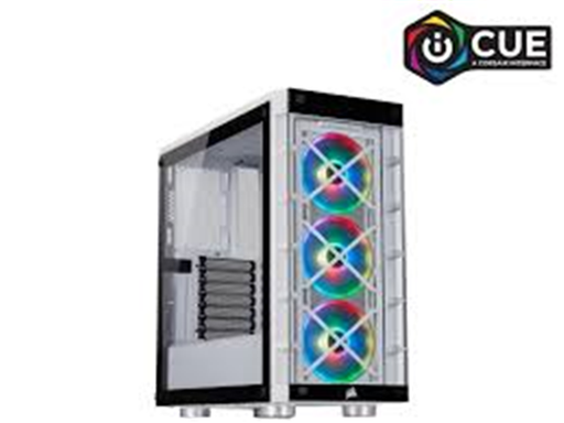 [89986] CASE CORSAIR ICUE 465X RGB, MID TOWER, WHITE, USB 3.0 X2, AUDIO IN / OUT, 7 EXPANSION SLOT, 3X 2.5", 2X 3.5", LATRALES Y FRENTE EN CRISTAL TEMPLADO, 3 ABANICOS 120MM RGB FRONTAL (CC-9011189-WW)