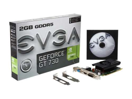 [83537] TARJETA DE VIDEO EVGA GT 730 NVIDIA 2GB/64BIT/GDDR5, 1 VGA + 1 DVI + 1 HDMI.