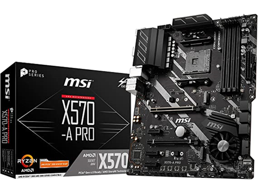 [90556] MB MSI X570-A PRO (AMD) , SOCKET AM4 , CPU R3,R5,R9, AMD X570 CHIPSET, DDR4 MEMORY FROM 2133 TO 4400 MHZ, MEMORY CHANNEL DUAL, DIMM SLOTS 4, MAX MEMORY (GB) 128, PCI-E X16 2, PCI-E X1 2, SATA III 4, M.2 SLOT 2, 1, LAN REALTEK® 8111HN, USB (FRONTAL) 1(GEN 1, TYPE C), 2(GEN 1, TYPE A), (TRASEROS) 4(GEN 1, TYPE A), USB 2.0 4X FRONTAL, 2X USB 2.0 TRASEROS, HDMI 1, DIRECTX 12, FORM FACTOR MATX, WINDOWS® 10 64-BIT
