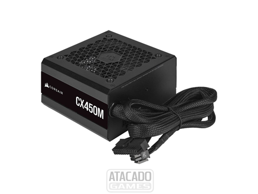 [91758] POWER SUPPLY CORSAIR CX450M, 450 WATTS, 80 PLUS BRONZE, SEMI MODULAR, CONECTORES PCI-E X2, SATA X4, PATA X4, COLOR NEGRO, (CP-9020219-NA)
