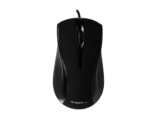 [90813] MOUSE ARGOM USB, RATÓN ÓPTICO CON CABLE DE 3 TECLAS, RESOLUCIÓN 800 DPI, RUEDA DE ABS DE DESPLAZAMIENTO, DIMENSIÓN 115X50X32 MM.100MA MÁXIMO-5V. NEGRO