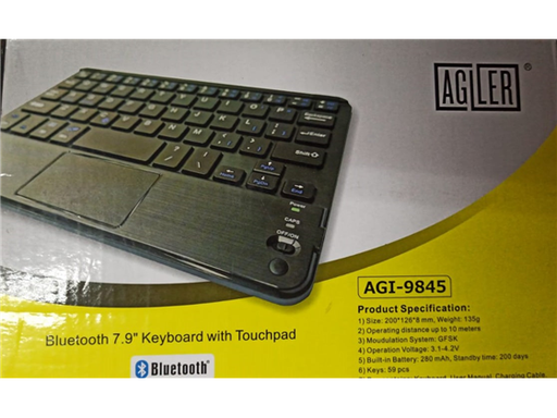 [87660] TECLADO AGILER INALAMBRICO CON TOUCHPAD, 83 TECLAS, INGLES, BLACK, (AGI-9845)