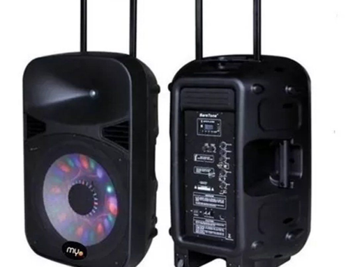 [88688] BOCINA MYO 12'' PORTATIL CON BATERIA 120W, CON SUBWOOFER, BT, LECTOR SD USB, NEGRA (MYO-12SPBAT)