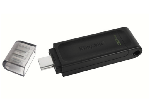 [90294] MEMORIA USB-C 32GB KINGSTON, 3.2 (USB-C)  DATA TRAVELER 70 (NEGRO).