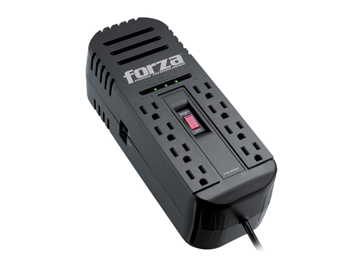 [92136] REGULADOR DE VOLTAJE FORZA 2200VA, REGLETA 8 SALIDAS 110V/1000W, 2 RJ11 (IN,OUT), INDICADORES LED DE ESTADO, TEMPORIZADOR DE 2/10/30 SEGUNDOS, FVR-2201