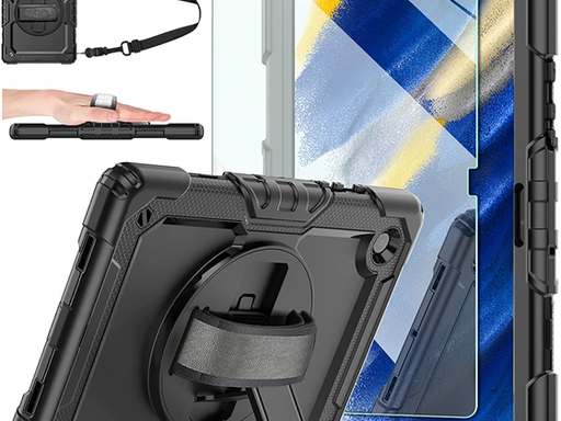 [92972] COVER SAMSUNG GALAXY TAB A8 10.5" 2022, ESTUCHE PROTECTOR DE CUERPO COMPLETO CON PROTECTOR DE PANTALLA DE VIDRIO TEMPLADO 9H, SOPORTE GIRATORIO DE 360, CORREA DE MANO