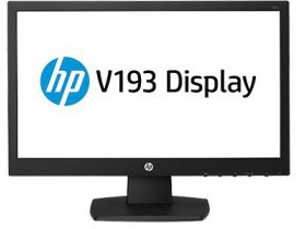 [75755] MONITOR HP V193 19" (18.5"), LCD/LED, 720P, 5MS, 16:9, 200CD/M², DCR 5M:1. 1 VGA.