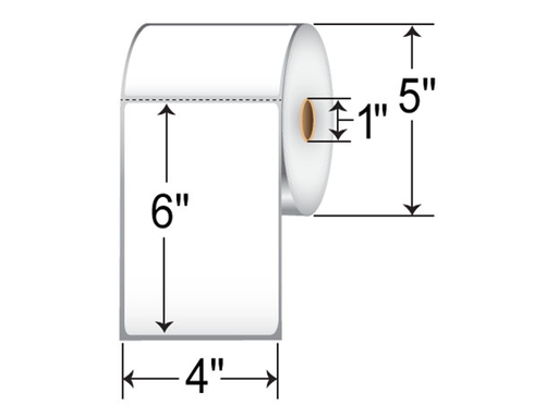 [90668] ROLLO DE PAPEL LABEL PARA IMPRESORA DE ESCRITORIO ZEBRA, Z-PERFORM 1000T, 4" X 6" (101,6 X 152,4 MM), 1"(25,4 MM) CORE, 5" OD, TRANSFERENCIA DIRECTA, ADHESIVO PERMANENTE, 430 ETIQUETAS POR ROLLO.