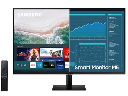 [93095] MONITOR SAMSUNG 32" M5 SMART FHD (1,920 X 1,080), 60HZ, HDR, 16:9, 250 CD/M², PUERTOS: 2 HDMI 2.0, USB-C, BT, CONTROL REMOTO, CONECTIVIDAD MOVIL WIRELESS DEX, MIRRORING SOUND, BOCINAS INTEGRADAS (LS32AM500NNXZA)
