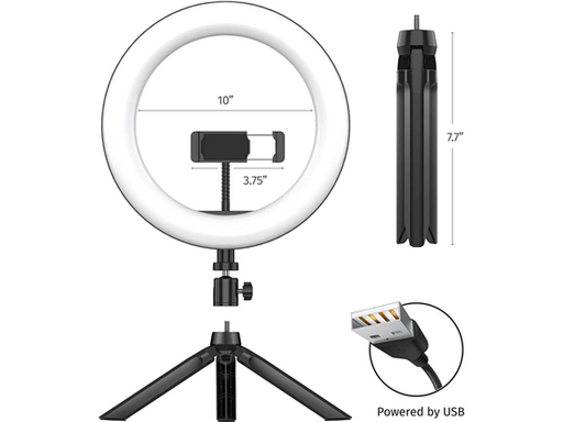 [90690] SLIDE VLOGGING KIT TRÍPODE PORTABLE PARA CELULARES CON ARO DE LUZ UNIVERSAL, ARO DE  LUZ 10" CON 3 MODOS DE LUZ Y 1O NIVELES DE BRILLO, GIRO 360 GRADOS, CONTROL REMOTO DE CABLE, CONTROL WIRELES PARA CELULARES (TOMAR FOTO), CONETOR USB. (VL100)