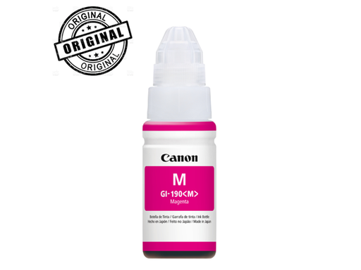 [78051] BOTELLA DE TINTA CANON GI-190 MAGENTA 70ML, COMPATIBLE CON PIXMA G3100, G2100, G1100, G1110, G2110, G3110, G4111.