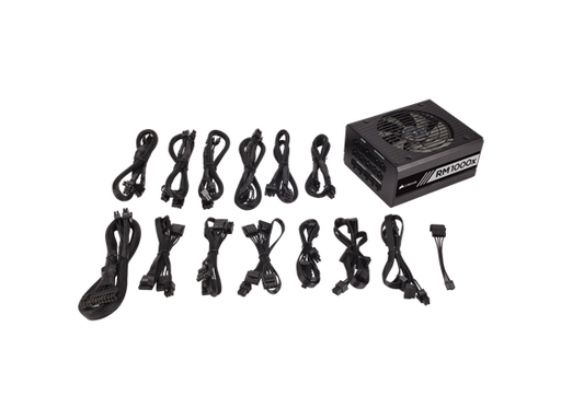 [88409] POWER SUPPLY CORSAIR RM1000X, 1000W FULL MODULAR 80 PLUS GOLD (CP-9020094-NA), CONECTORES PCI-E X8, SATA X11,  COLOR NEGRO (CP-9020094-NA)