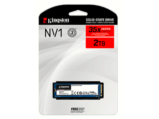 [91050] DISCO DE ESTADO SOLIDO KINGSTON SSD 2000GB (2TB), M.2, NV1, 2280 SSD PCIE NVME, VELOCIDAD DE LECTURA 2,100 MB Y ESCRITURA  1,700 MB