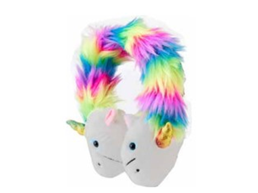 [92265] AURICULARES DE FELPA CERTIFICACIÓN COBY CPSIA SEGURO PARA NIÑOS LIMITACIÓN DE VOLUMEN 85 DB, CONECTOR DE 3,5 MM, CABLE AUXILIAR CON DIVISOR INCORPORADO (UNICORNIO).