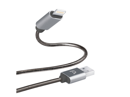 [91876] CABLE ARGOM TIPO-A 2.0 A LIGHTNING , 1M/3.2FT, TRENZADO, FLEXIBLE, GRIS.