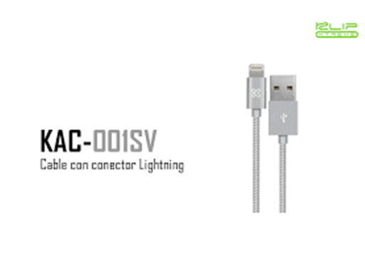 [87864] CABLE LIGHTNING KLIPX, TRENZADO 1.6 FT PARA IPHONE, PLATEADO (KAC-001SV)