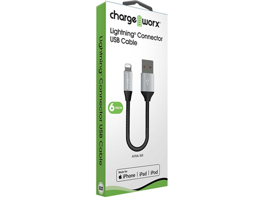 [88806] CABLE LIGHTNING/USB PARA IPHONE, IPOD, IPAD, CHARGEWORX,  6", NEGRO