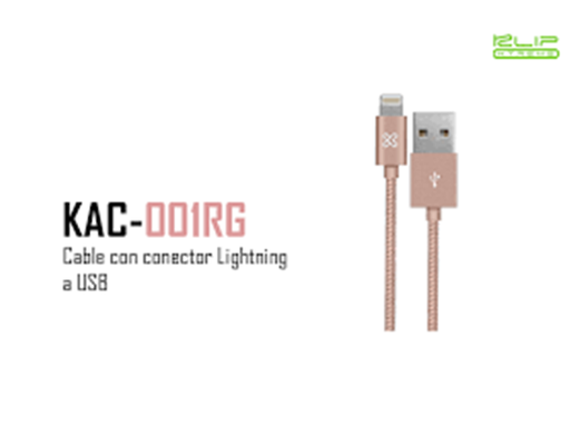 [87871] CABLE LIGHTNING KLIPX, TRENZADO 6.5 FT PARA IPHONE, ORO ROSADO (KAC-020RG)